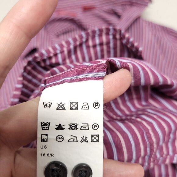 Hugo Boss Mens Striped Long Sleeve Button Down Shirt Size 16.5 Multicolor - Picture 9 of 10